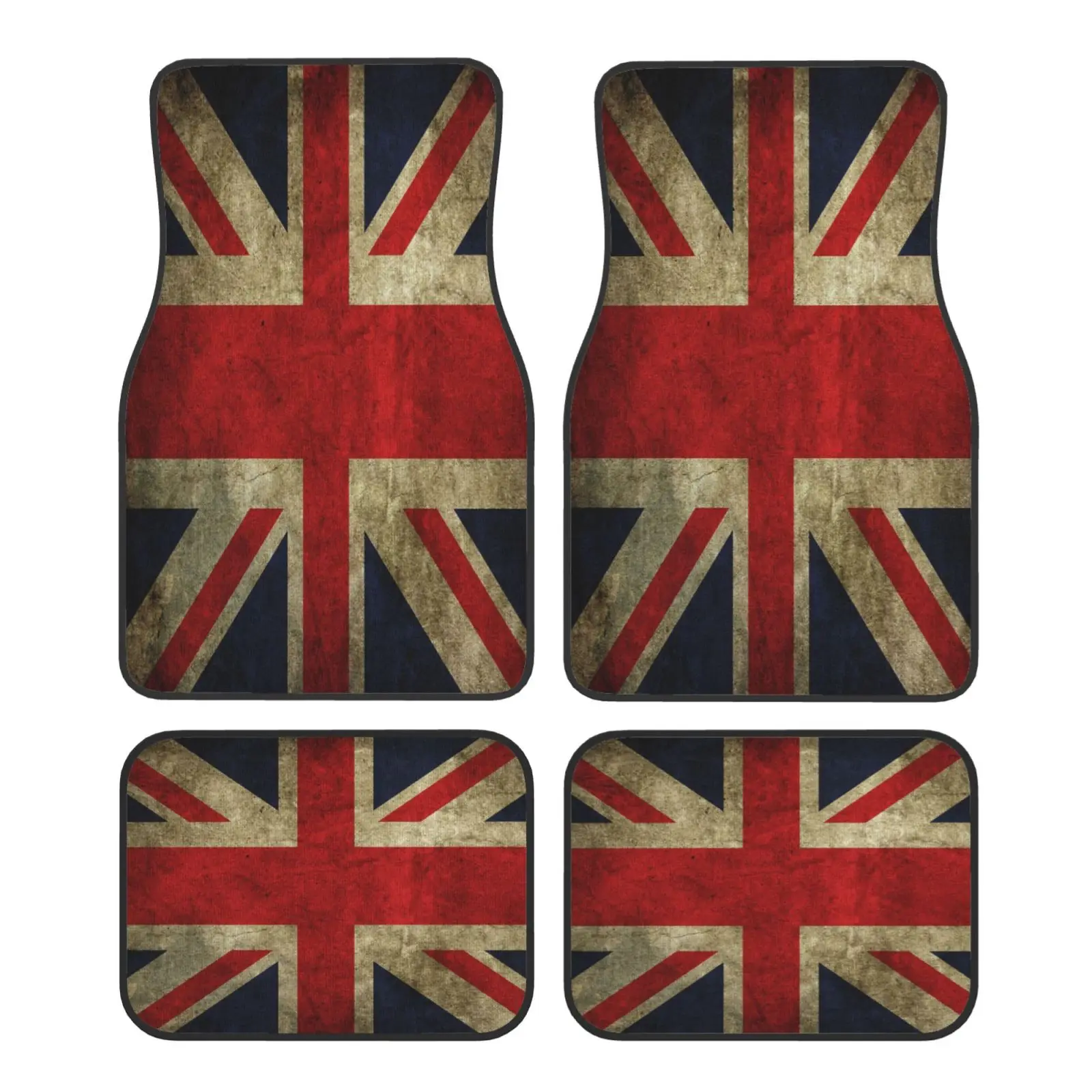 

Retro British Flag Car Floor Mats Set of Four Patriotic Compatible for All-Wheel Foot Mats Car Accessories