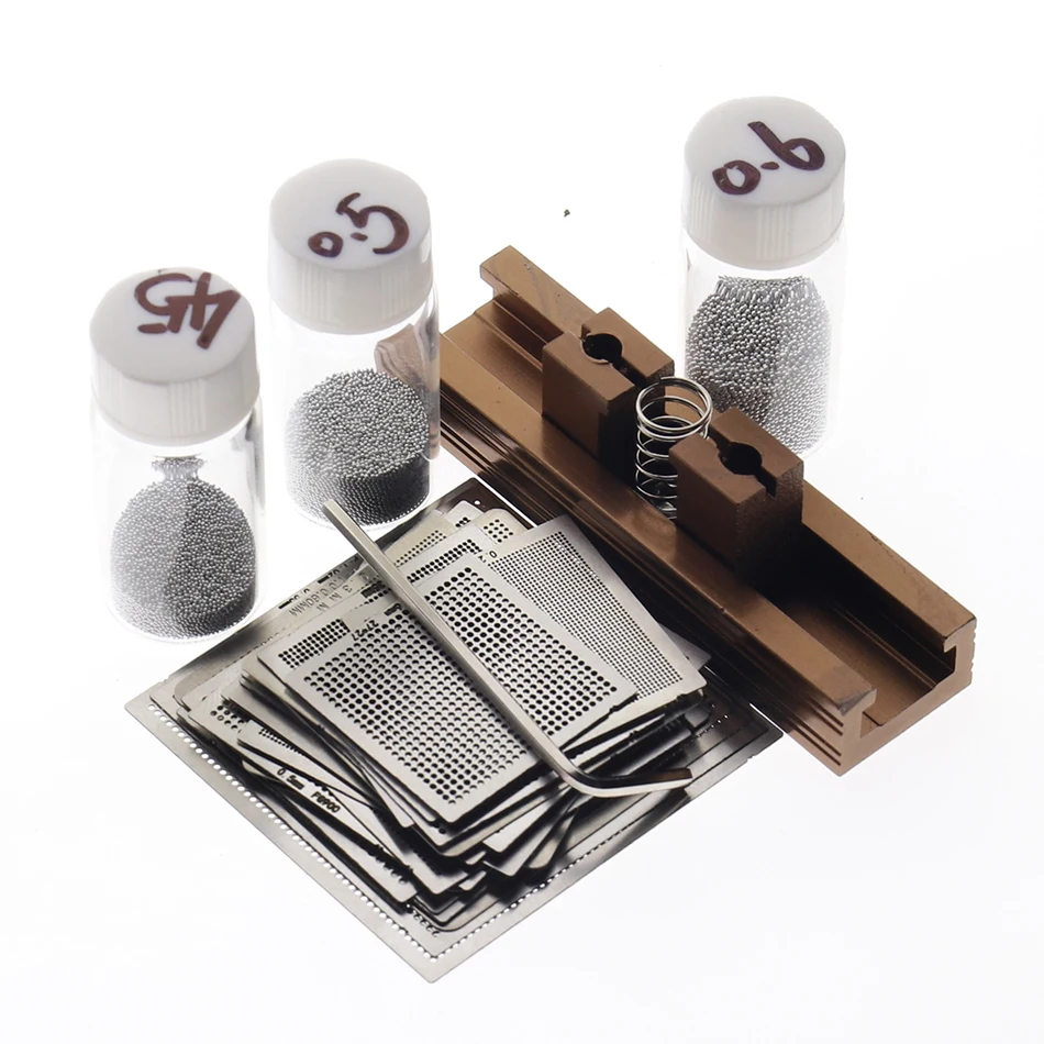 27pcs BGA Templates Sik tin Fixture Tin solder ball Soldering Tools BGA Reballing StationCombination tools Jig Kit