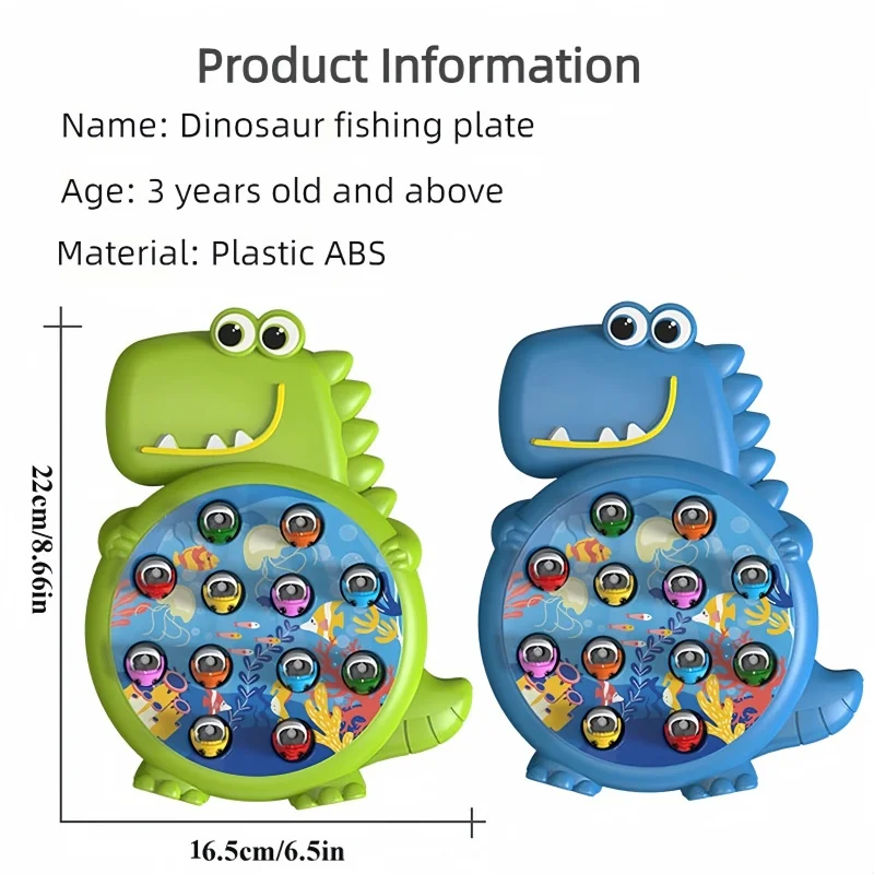 Dinosaur Themed Magnetic Fishing Game Play Rod Educational Toy for Kids Baby Montessori No Rotating Feature Gift for Children