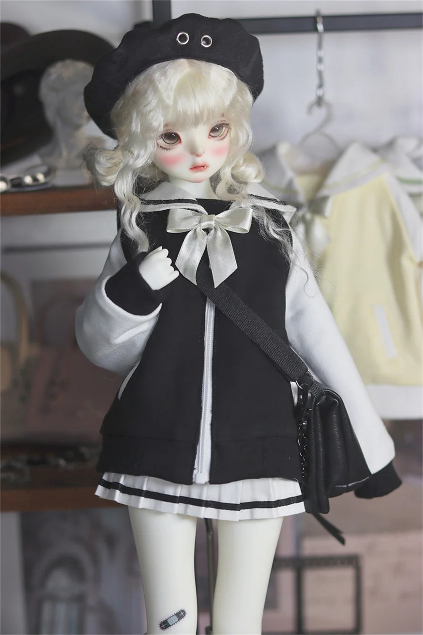 BJD/SD Doll Clothes 1/3 1/4 1/6 Girls Collar Sailor Sets Black Yellow Coats Dress Skirt Multi-color Doll Accessories (No Dolls)