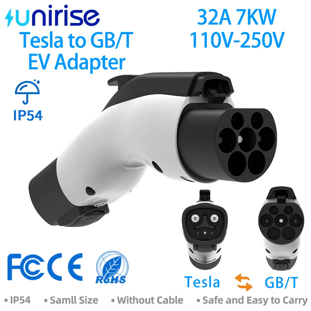 

Unirise EV Adapter 32A 7kW 250V Tesla To GBT NACS Charging Adapter Connector For GB/T Chinese Standard Cars Connector Charger