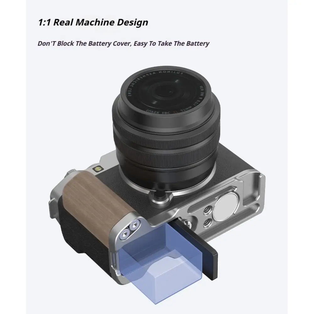 New Camera Expansion Kit L Plate Solid Wood Handle Quick Release Durable Finger Grip Aluminum Shutter Button Kit for Fuji X-M5