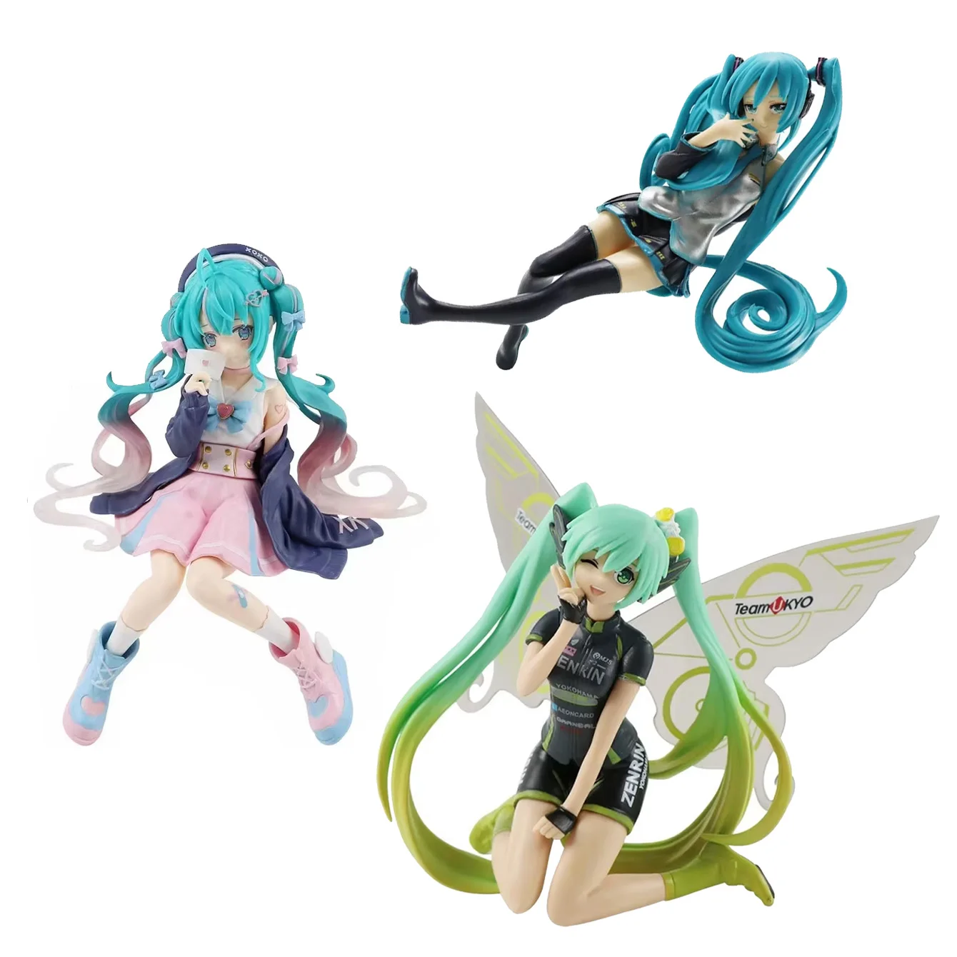 Hatsune Miku Anime Figure Multiple Styles Sitting Kneeling Lying Pose Statue Desktop Collectible Model For Anime Fans Gift