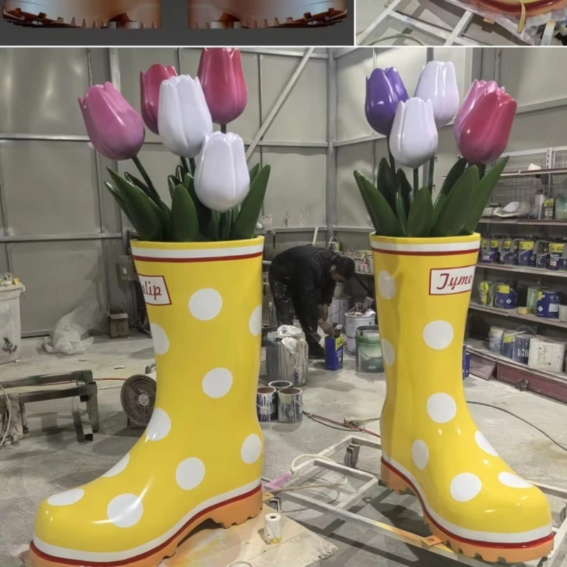 Chinese Factory Profession Hand Made Fiberglass Decoration Flower Tulip Sculpture for Sale