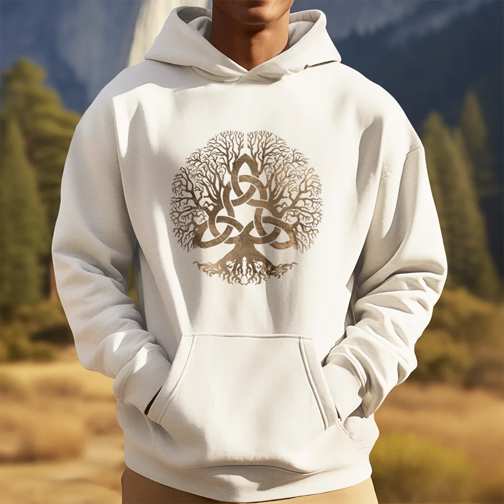 Norse Yggdrasil Tree of Life Pagan Futhark Runes Distressed Celtic knot Valhalla Odin Mythology Printed Hoodie Sweatshirt