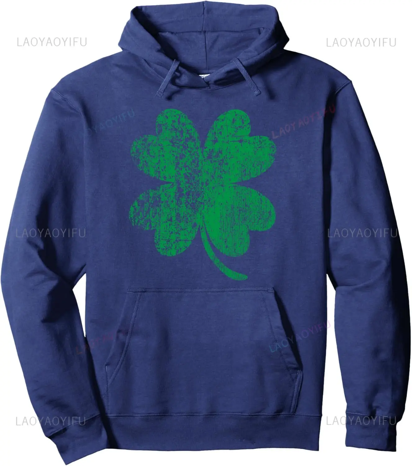 St Patrick's Vintage Clover Hoodie - Retro Lucky Charm Streetwear, Distressed Irish Heritage Unisex Pullover with Celtic Edge