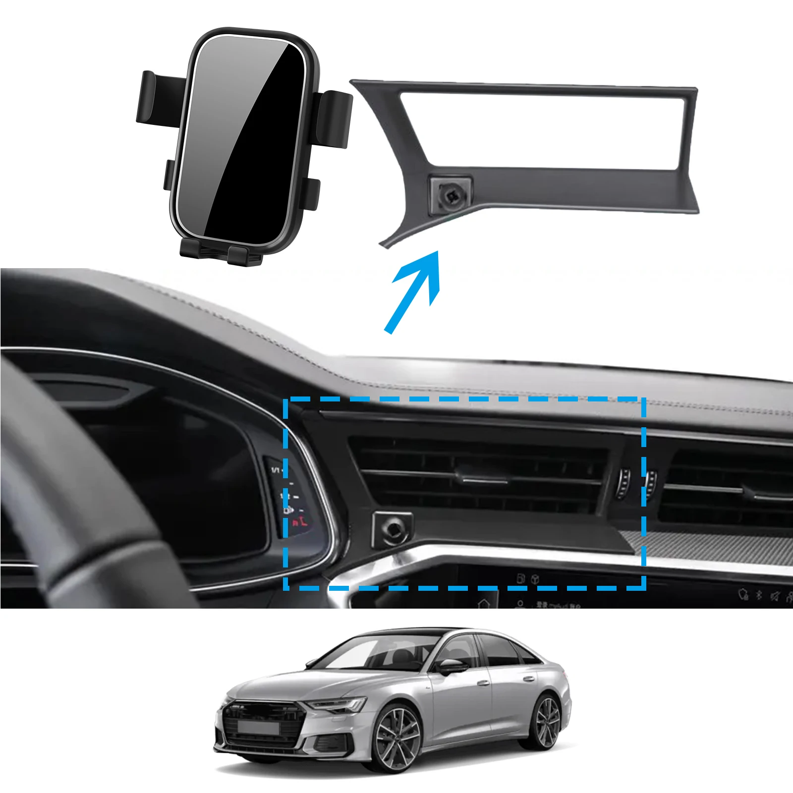 

Car Mobile Phone Holder for Audi A6 RS6 S6 2019 2020 2021 2022 2023 2024 GPS Bracket Navigation Stand Auto Accessories