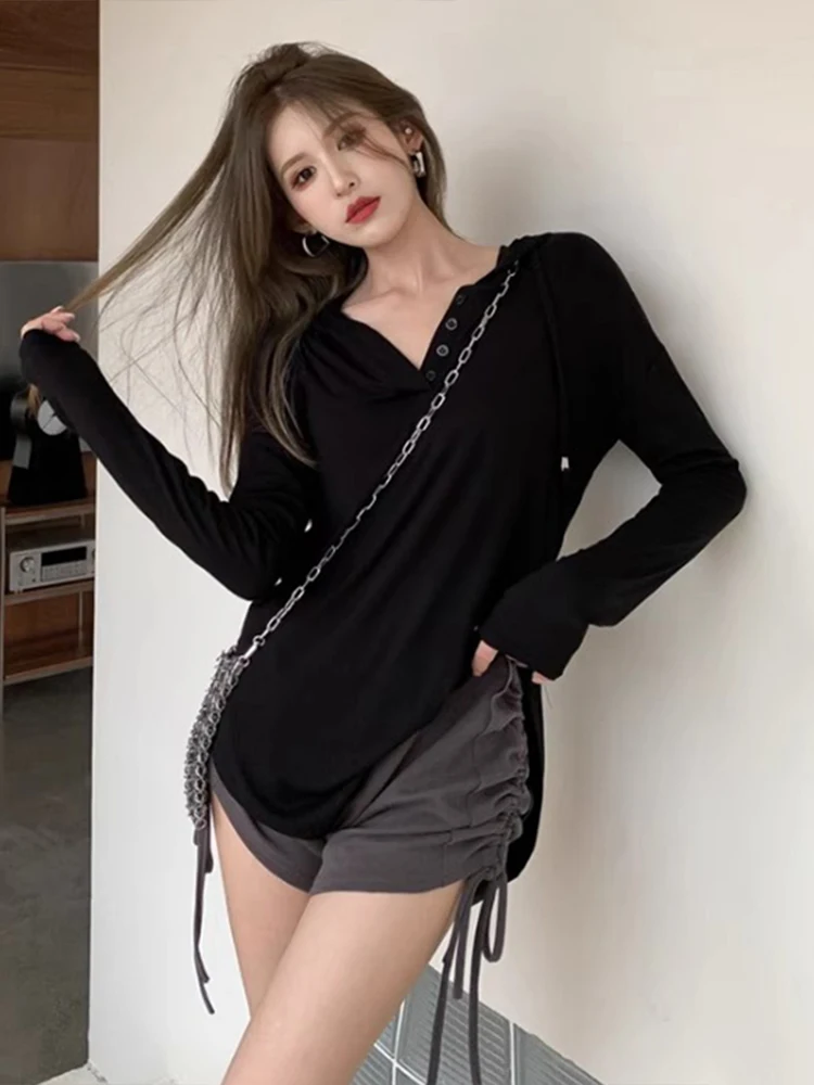 

Легкая удлиненная свободная толстовка с капюшоном для йоги, бега и тренировок, быстросохнущая, в корейском стиле, для женщин