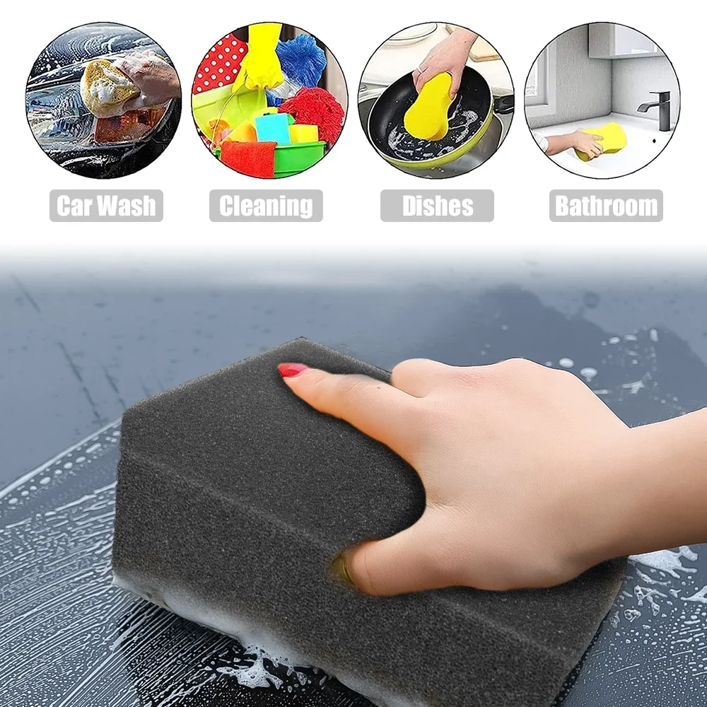 5/1PCS Car Wash Sponge Polishing Waxing Black Sponge Blocks Car Glass Cleaning Stain Removal Tool Household Cleaning Accessories