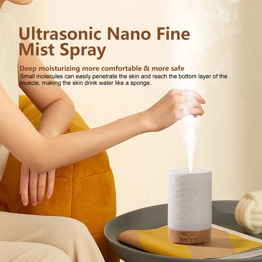 موزع روائح الزيوت العطرية، موزع رذاذ بارد، مرطب هواء بالموجات فوق الصوتية يعمل بمنفذ USB مع 7 أضواء LED ملونة