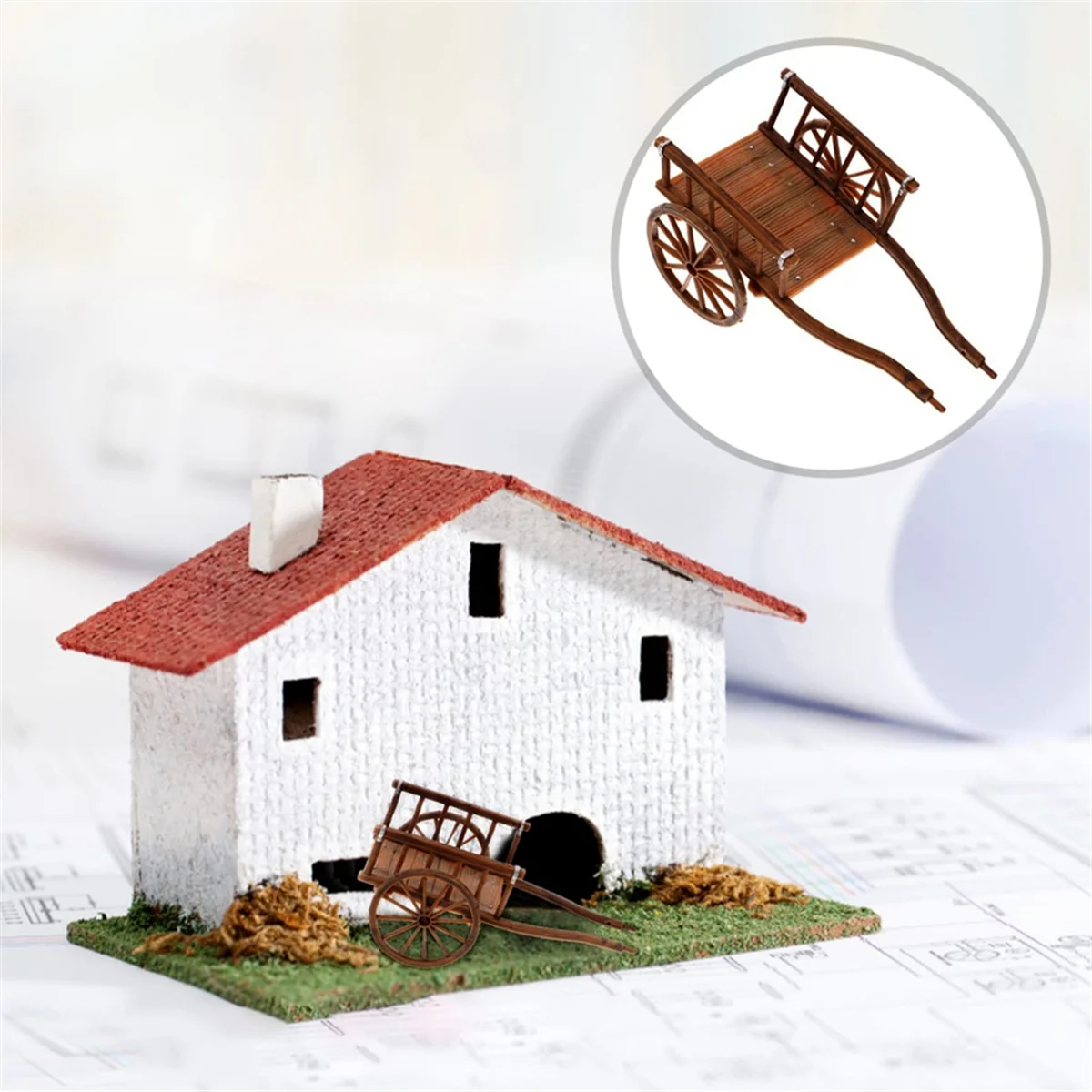 Model Gerobak Tahan Lama Gerobak Miniatur Patung Peri Roda Miniatur Gerobak Balita Aksesori Mainan Miniatur Troli Taman