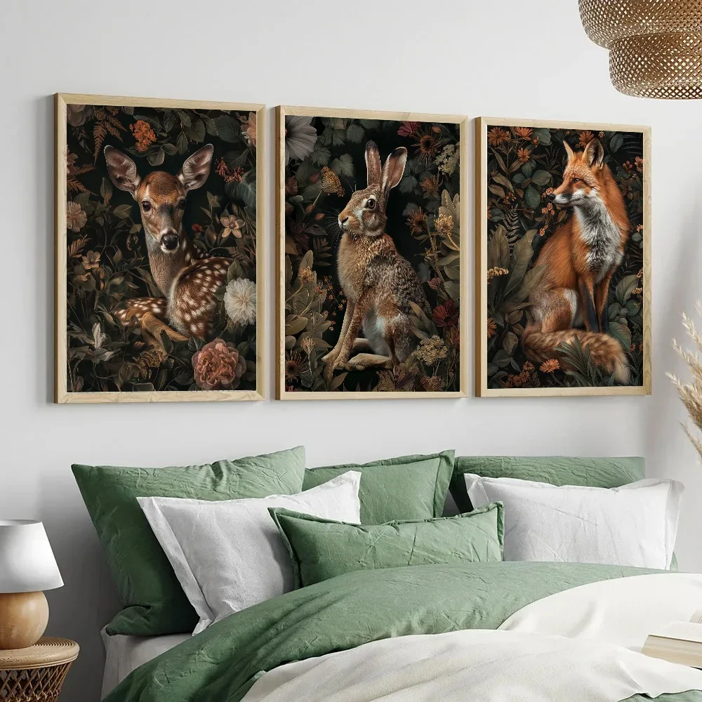 William Morris Wall Art Fox Rabbit Sika Deer Canvas Paintings Posters Prints Forest Wild Animal Pictures Home Deocr Unframed