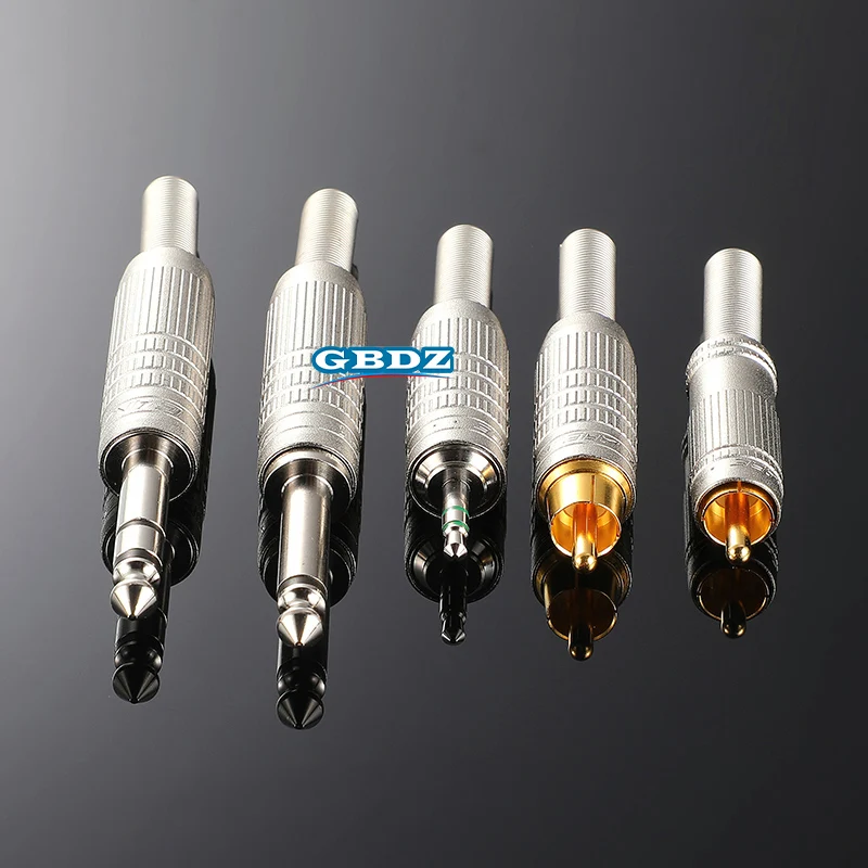 

F-09 Gold Plated Welding Wiring RCA plug 6.35 Headset Plug Connector For Guitar Radio AV Sudio HIFI Video Connector plug