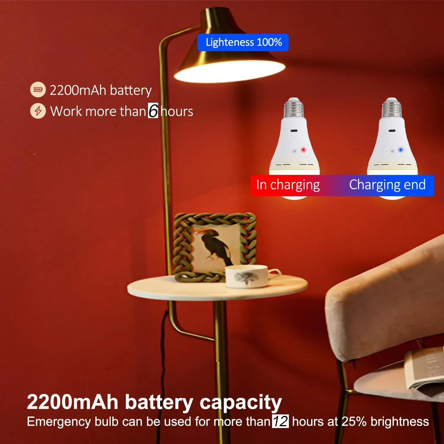 Imagem -03 - Lâmpada Recarregável Usb com Controle Remoto Lâmpada sem Fio para Interrupções Domésticas Lâmpada de Emergência E27 Regulável e Temporizador 10w Novo