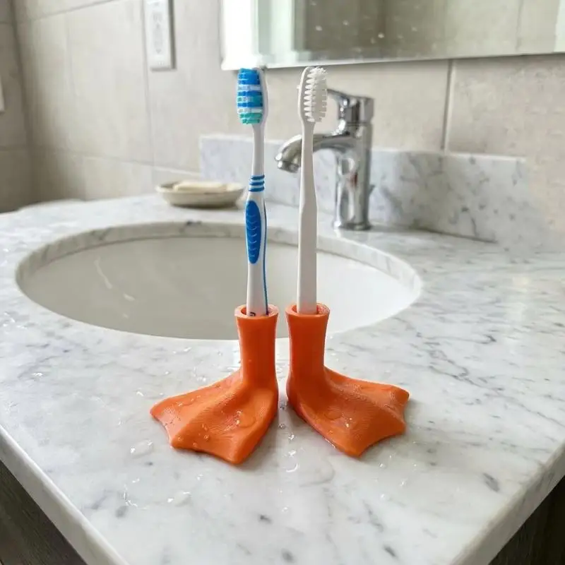 Bathroom Supply 1/2Pcs Duck Foot Toothbrush Holder Lovely Duck Paw Toothbrush Stand Countertop Storage Rack Cute Decor Organizer