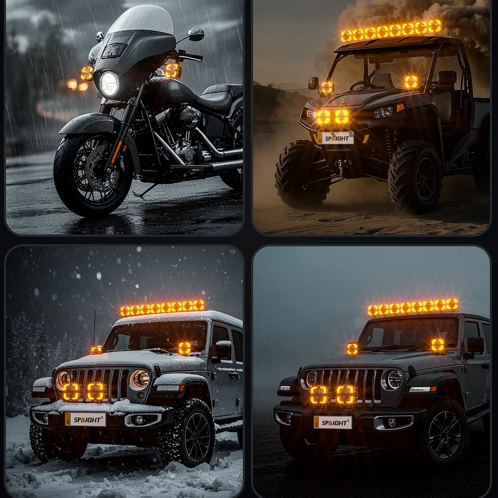 2pcs LED Work Light White & Amber Driving Fog Light Daytime Running Light Led light Bar For Car Truck Pickup Boat Suv Off Road