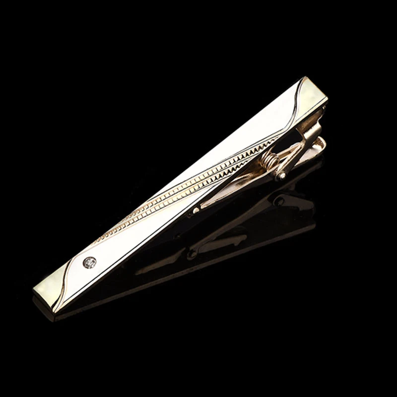1 Piece of Men's Tie Clip in Gold and Silver with Rhinestones, Simple and Stylish, Suitable for Business Attire and Wedding Accessories