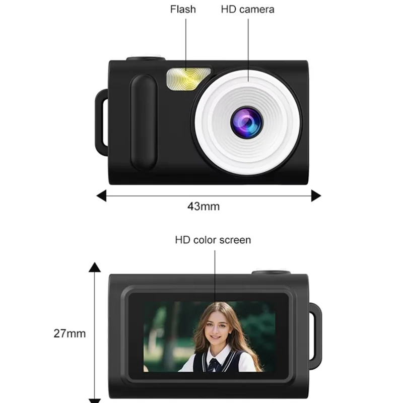 【Exclusive!】LED Fill Light Mini Camera HD 1080P 0.96 Inch Screen Indoor Home Outdoor Sports Video Recorder Retro Style