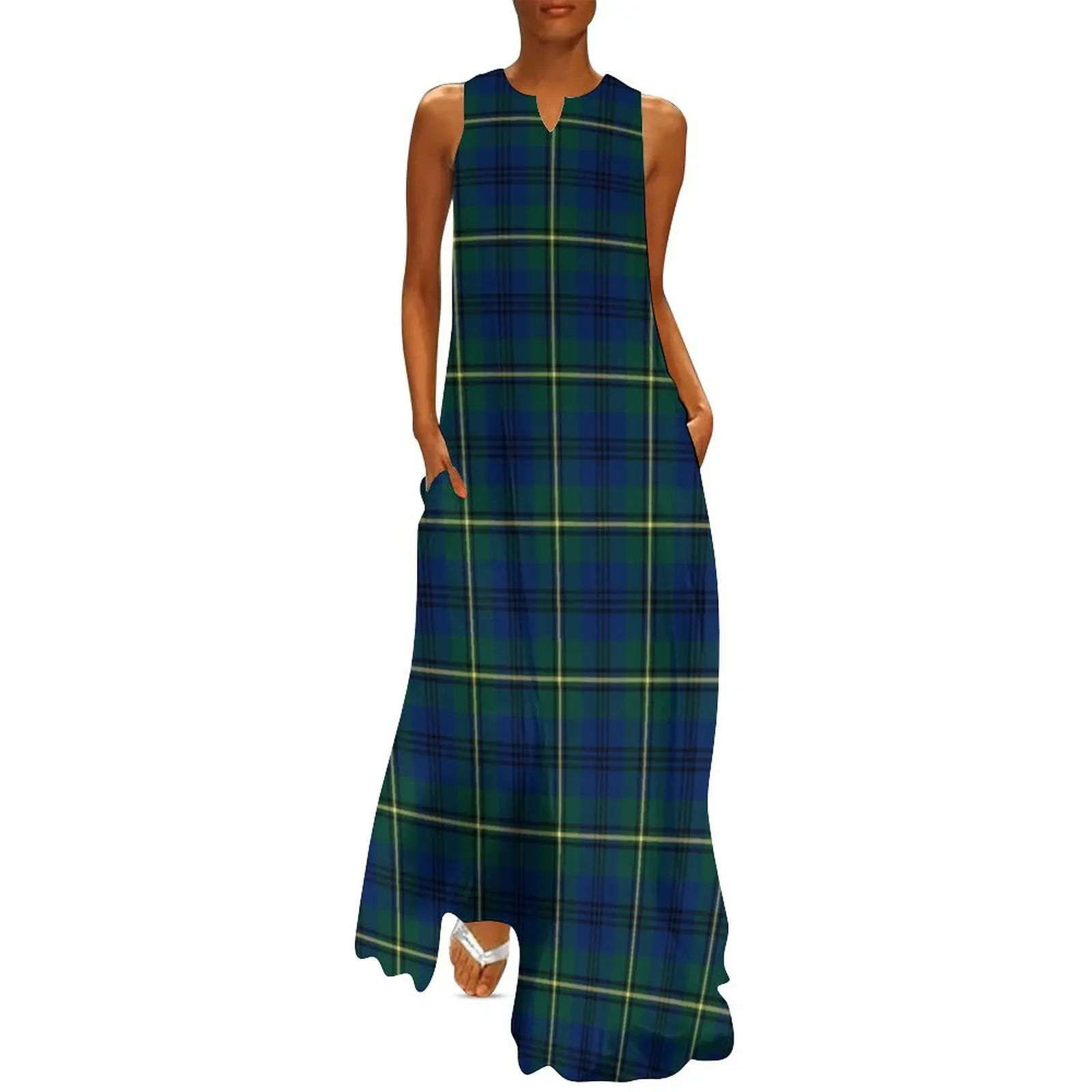 Vestido largo de tartán Clan Johnstone, vestidos elegantes para mujer, venta de vestido de verano para mujer, vestido de fiesta nocturna para mujer 2025