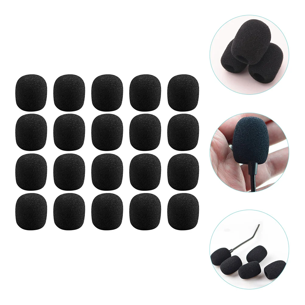 40 Pcs Sponge Covers for Mic Little Bee Mini Microphone Lapel Black Professional Accessories