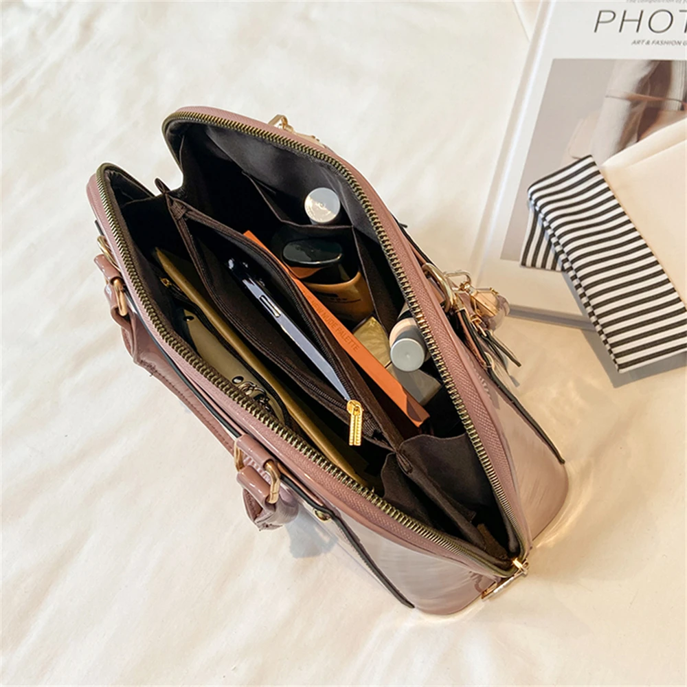 High-quality Bright Leather Ladies Handbag Multifunctional High-quality Leather Ladies Shoulder Bag Luxury Women Crossbody Bags