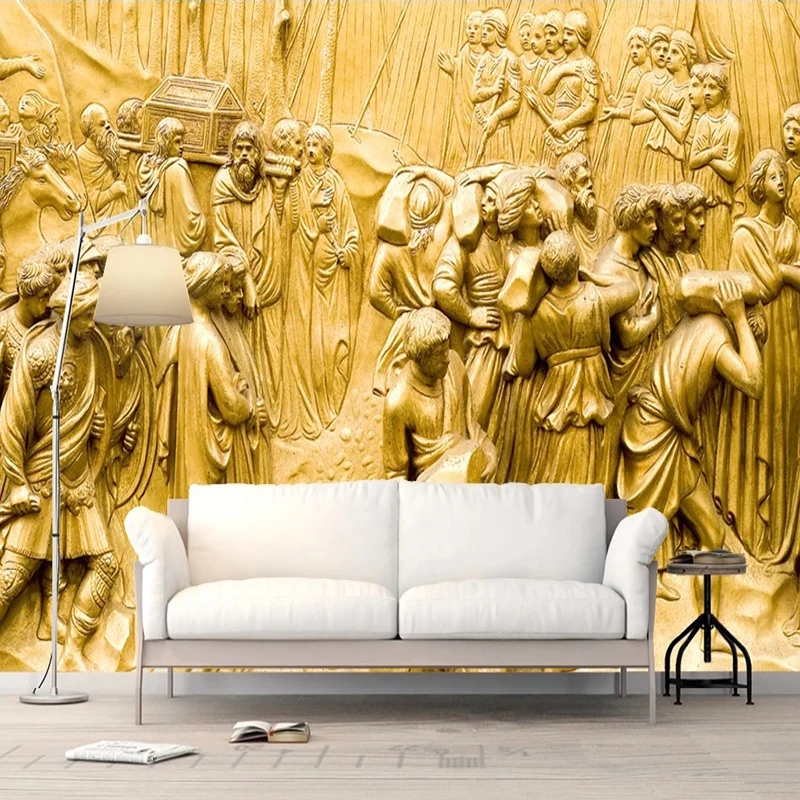 Custom Wallpaper Golden 3D European Buddha Statue Auditorium Photo Wall Mural Church Temple Background Home Decor Wall Paper