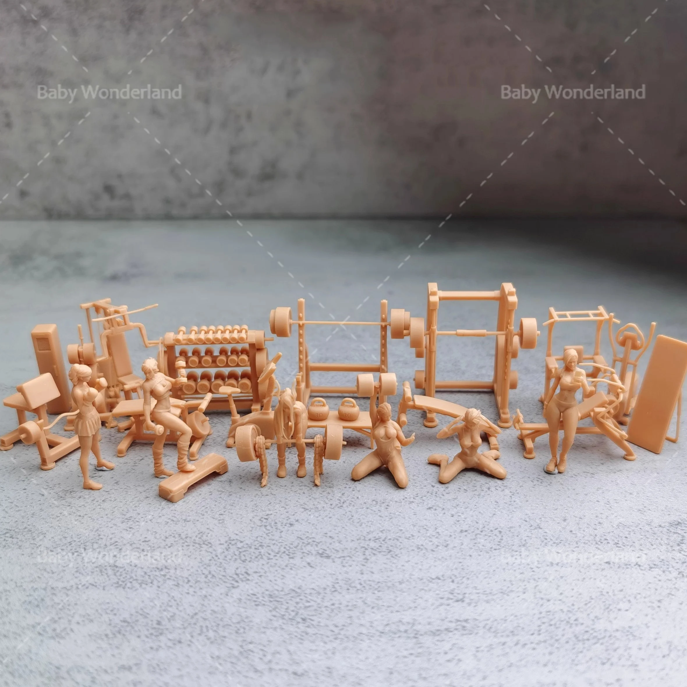 1/64 Fitness Equipment Sexy Beauty Set Gym Scene Figure Model Unpainted Creative Photography Scene Toys Dolls - Image 6