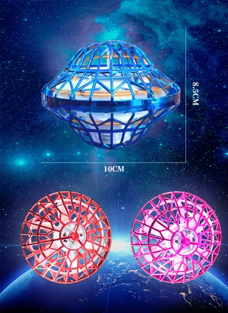 Vliegende Spinnerbal Boomerang Speelgoed 360° ° Roterende magie met LED-verlichting Drone Hover Ball Stress Release Fidget Toy Kids Family Gift