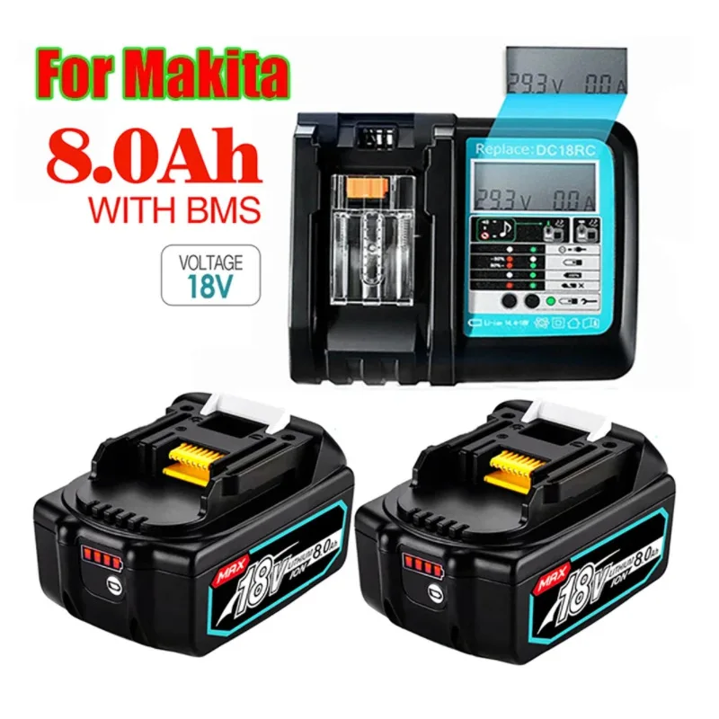 18V 6000mAh 8000mAh Power Tools Rechargeable Li-ion Battery for Makita BL1815 BL1830 BL1840 BL1850 BL1860 LXT400