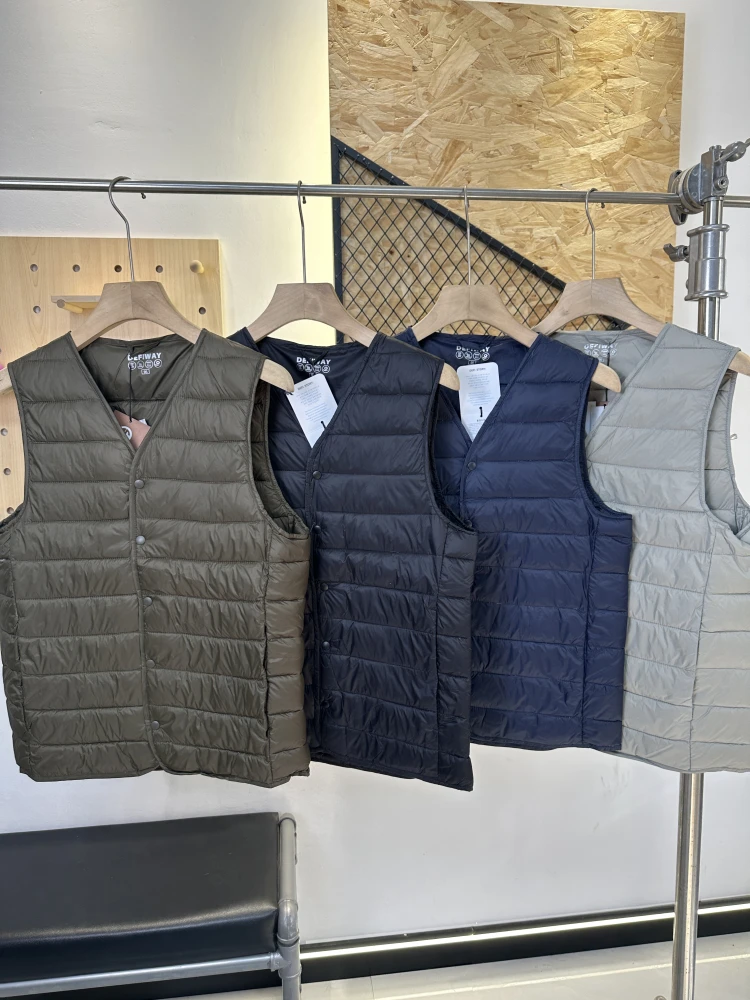 

Korean Single Style Autumn Winter Men's Lightweight Warmth V-neck down Vest Underwear Windproof Youth Fashion Standard Fit