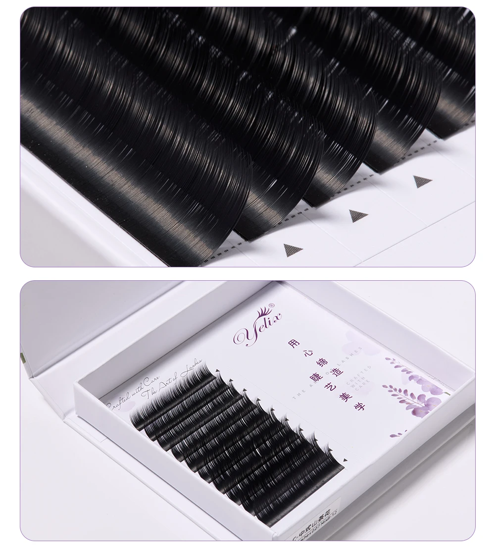 Yelix Camellia Volume Lashes Manhua Wimpernverlängerungen mit Kürzeren Wurzeln, UB UC LJ LB LC Curl, Weiche Natürliche Wimpern im Großhandel – Detail 11