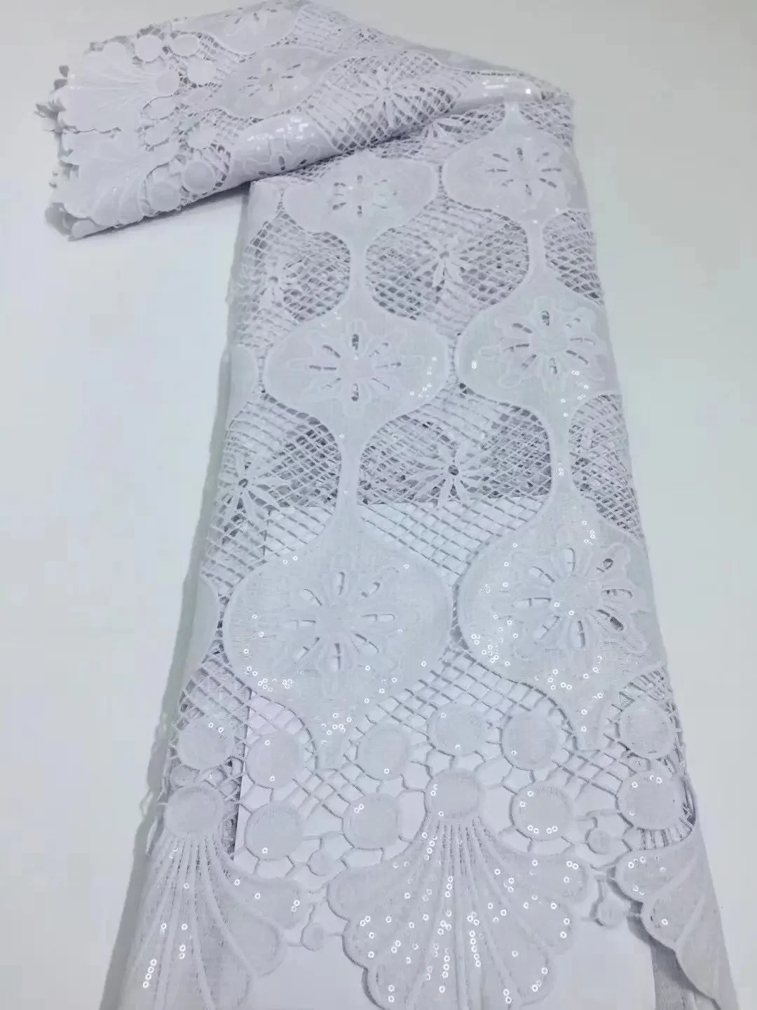 

white french sequins lace fabric high quality embroidery african net laces nigerian tulle fabrics 5 yards for wedding dress