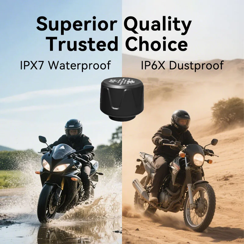 Motorcycle TPMS Tire Pressure Temperature Monitoring System with 2Pcs External Sensor for Android IOS