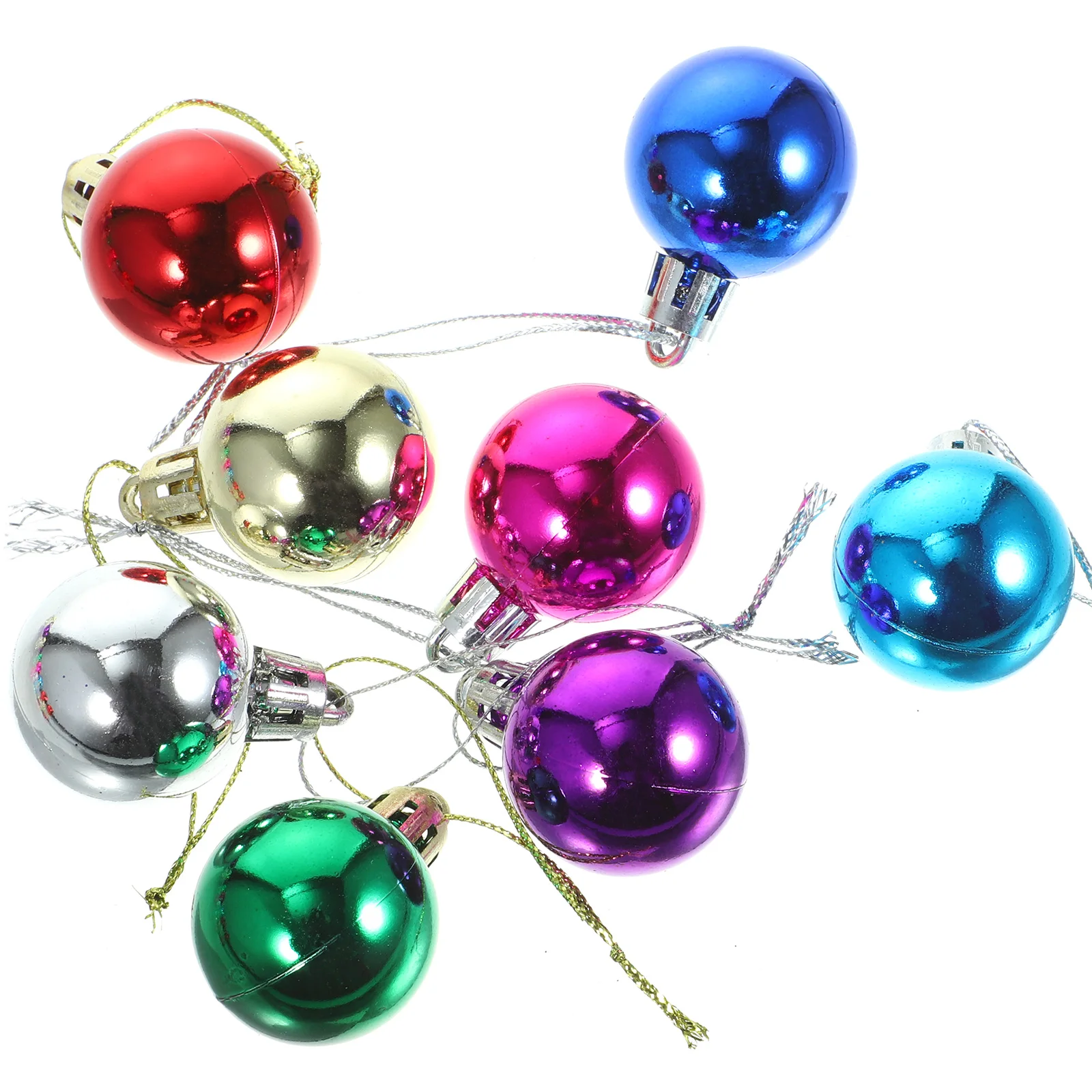 

24 Pcs Christmas Ball Ornaments Colored Small Set Mini Tree Decoration Pendant Plastic Colorful Hanging