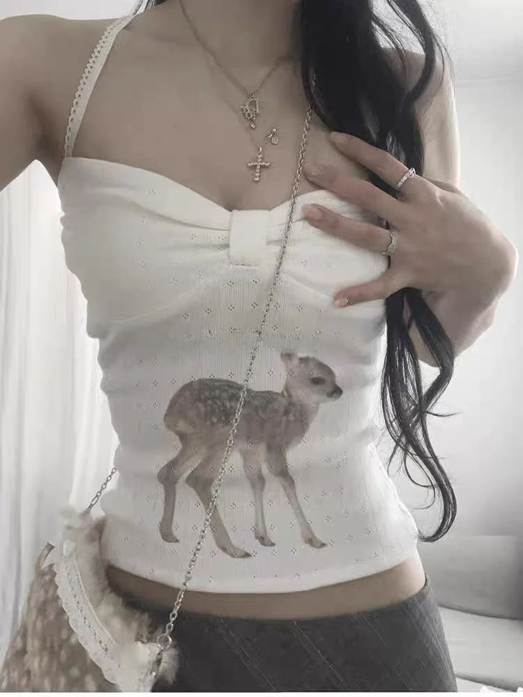 

New Arrival Spring Summer 2025 Angel Number 555 Vanilla Deer Tube Top Women's Vest Top Animal Print ort Length Casual Wear
