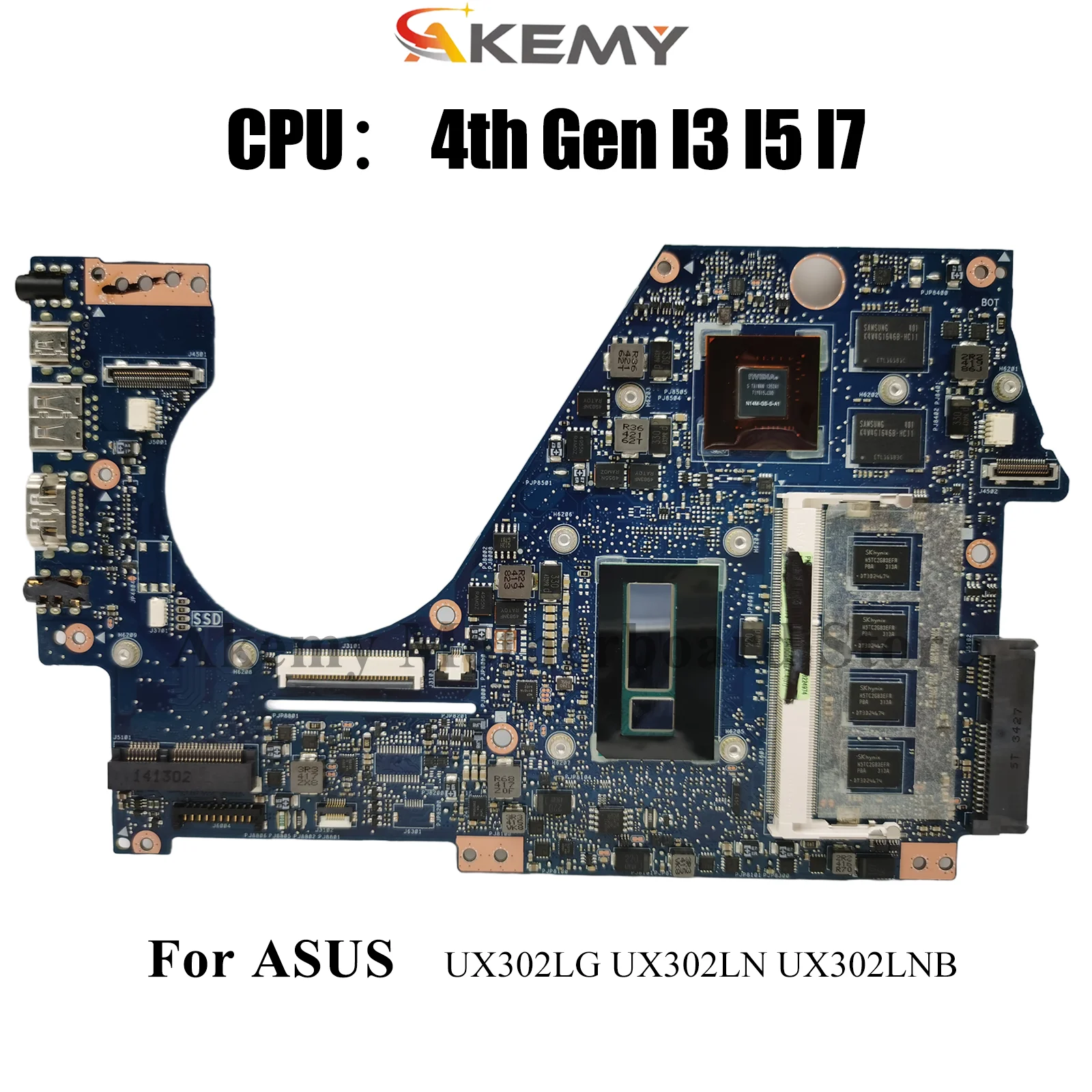 

UX302LG Laptop Motherboard For ASUS ZenBook UX302LN UX302LG UX302L UX302LNB Notebook Mainboard With I3 I5 I7 CPU 111% tests OK