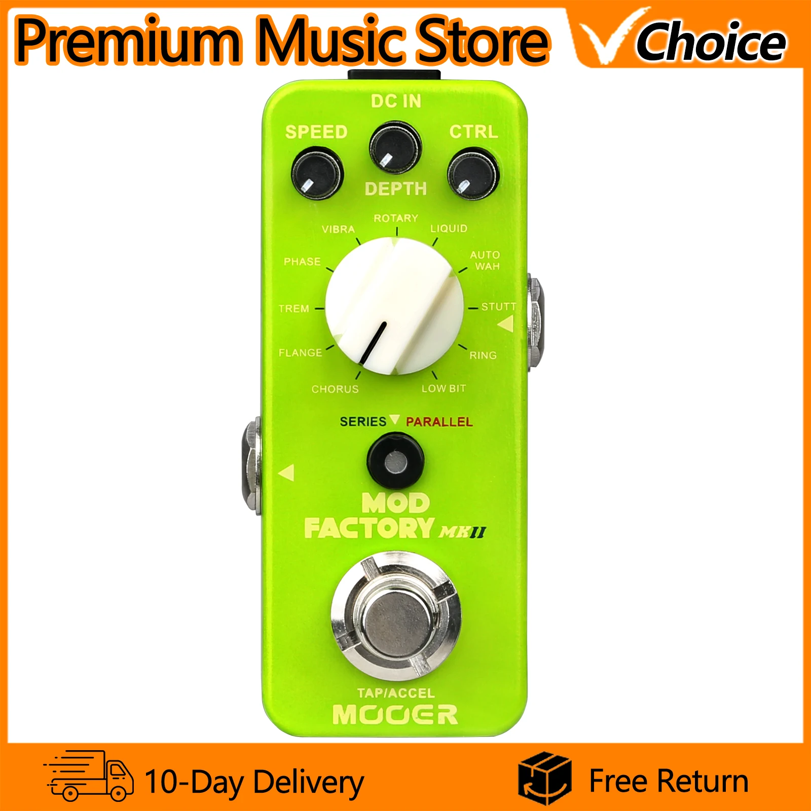 MOOER Guitar Effect Pedal Mod Factory MKII Multi Modulation 11 Modulation Effects Tap Tempo Control True Bypass with Metal Shell