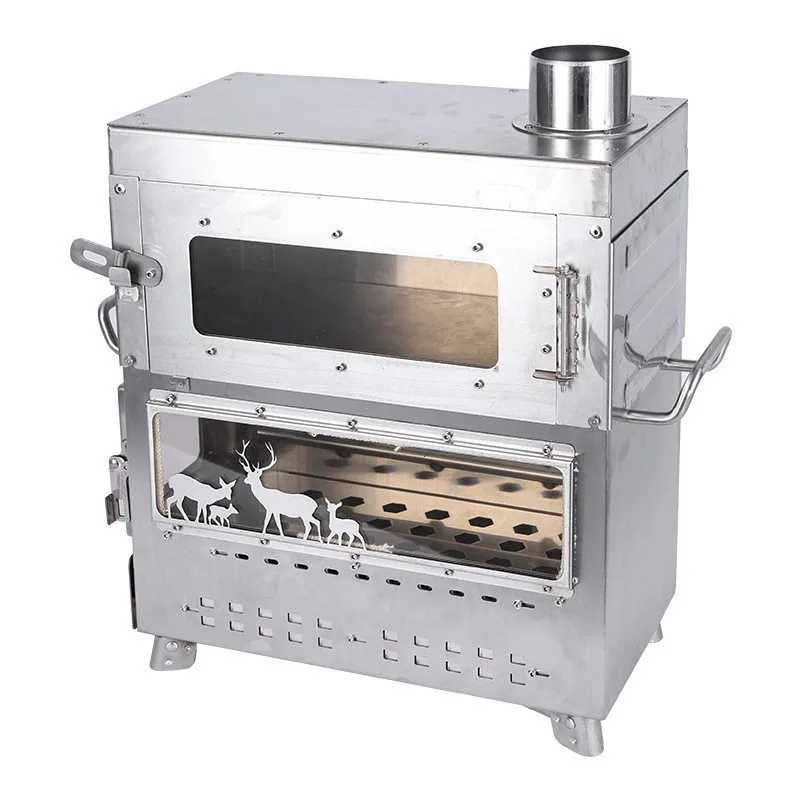 

Large Oven Heating Stove Outdoor Tent Camping Firewood BBQ Stainless Steel Detachable Foldable 20kg