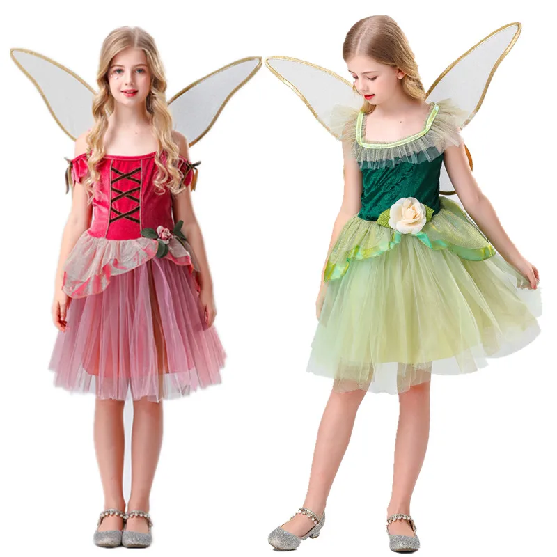 

Halloween Tinker Belll Animal Butterfly Elf Princess Cosplay Costume Children's Day Forest Magical Flower Fairy Fancy Dress