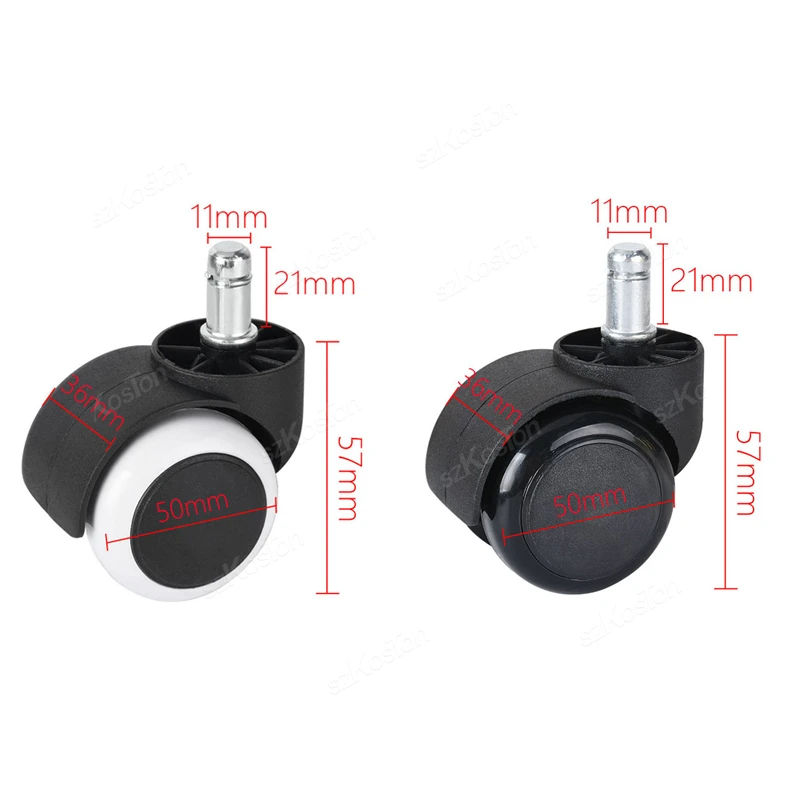 5 Pcs 2inch Universal Mute Office Chair Wheel Caster Heavy Duty Swivel Castor Replace Furniture Wheels Roller Rubber Brake DIY