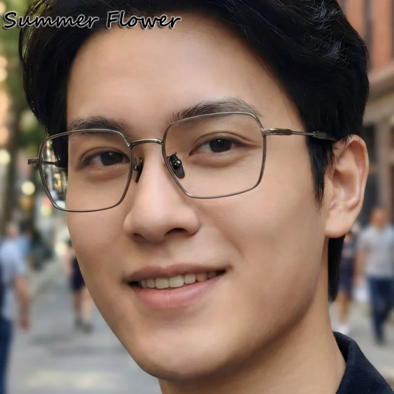 

145mm Men Eyewear Pure Titanium Ox Horn Frame Top End Glasses Gentlemen Light Optical Prescription Spectacle for Recipe Lenses