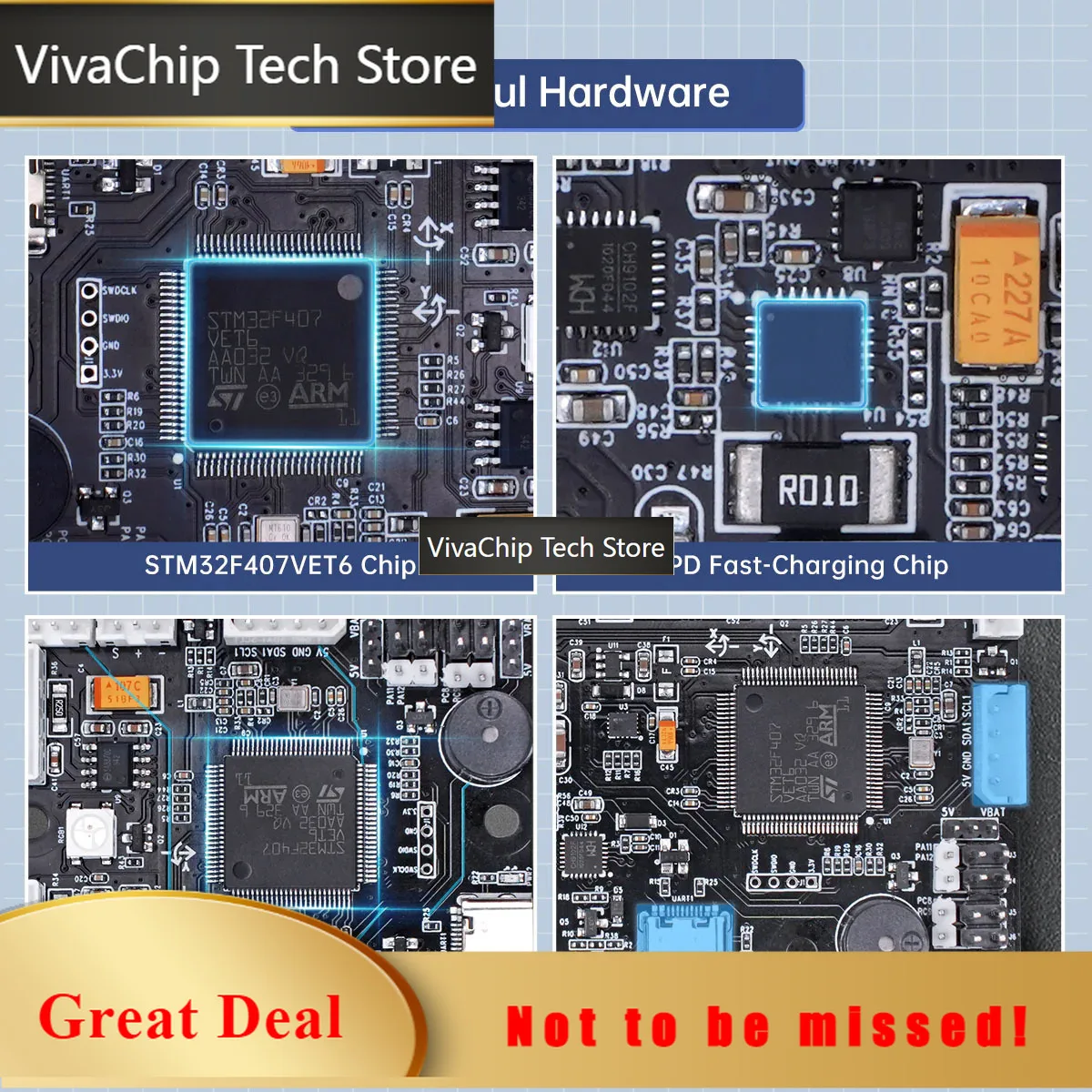 VivaChip TechRRC Lite Controller With Built-in STM32 Chip, Supports Raspberry Pi 5 Power Supply Protocol, Integrated IMU, 4-Chan