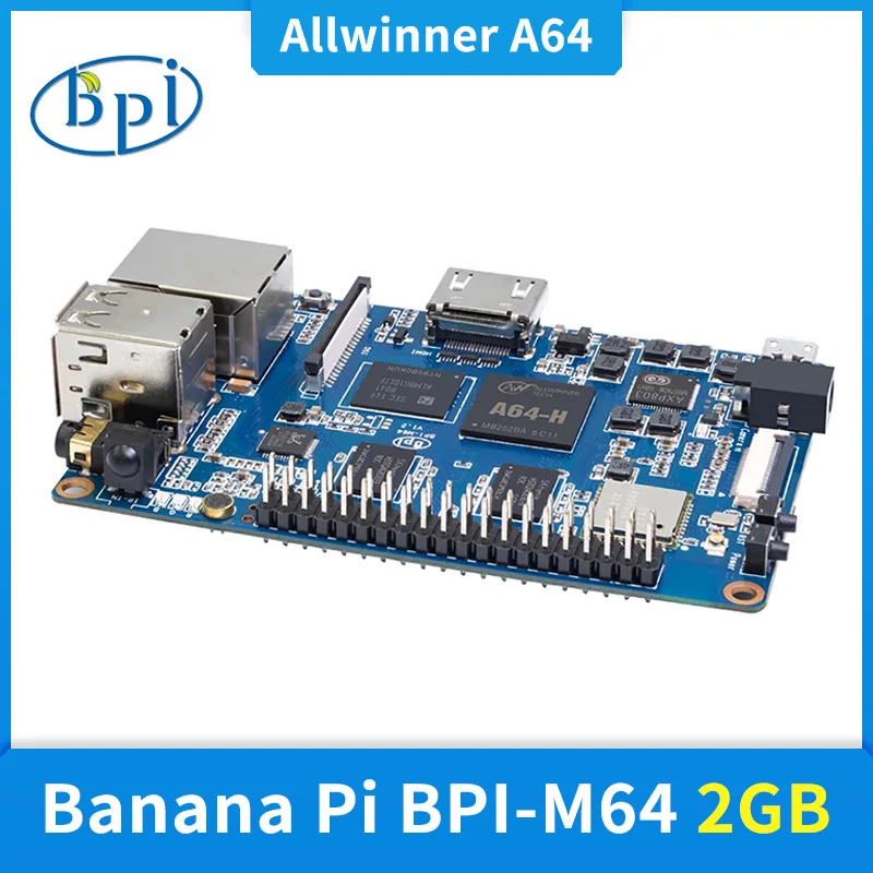 

Banana Pi BPI-M64 AllWinner A64 64 Bit Quad-Core ARM Cortex A53 1.2 GHz CPU 2GB RAM 8GB eMMC Mini Single Board Computer