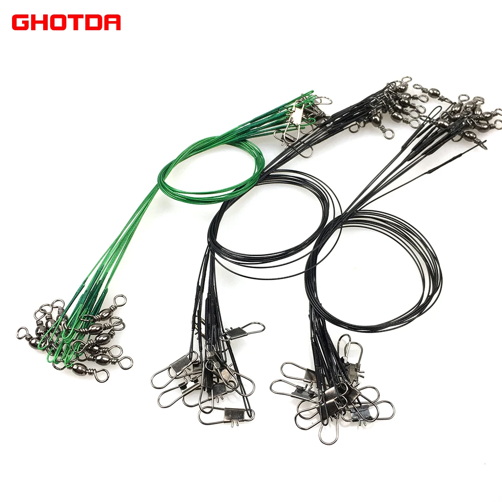 60pcs/lot Fishing Rod Accessories Special Steel Wire Strong Tension Anti-wear Steel Wire Leader Swivel Lead Core Leash