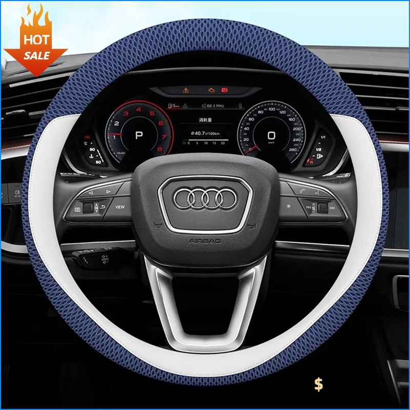 

Leather Car Steering Wheel Cover for Audi A3 Sportback S-line 2025 2024 2023 Breathable Non-slip Car-styling Auto Accessories