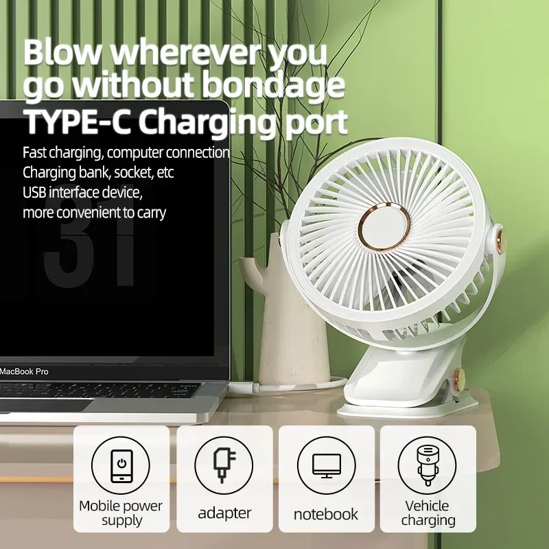 8000mah Air Conditioner for Camping Light Rechargeable Desktop Portable Bldc Circulator Fan for Home Products With LED Clip-on image 4