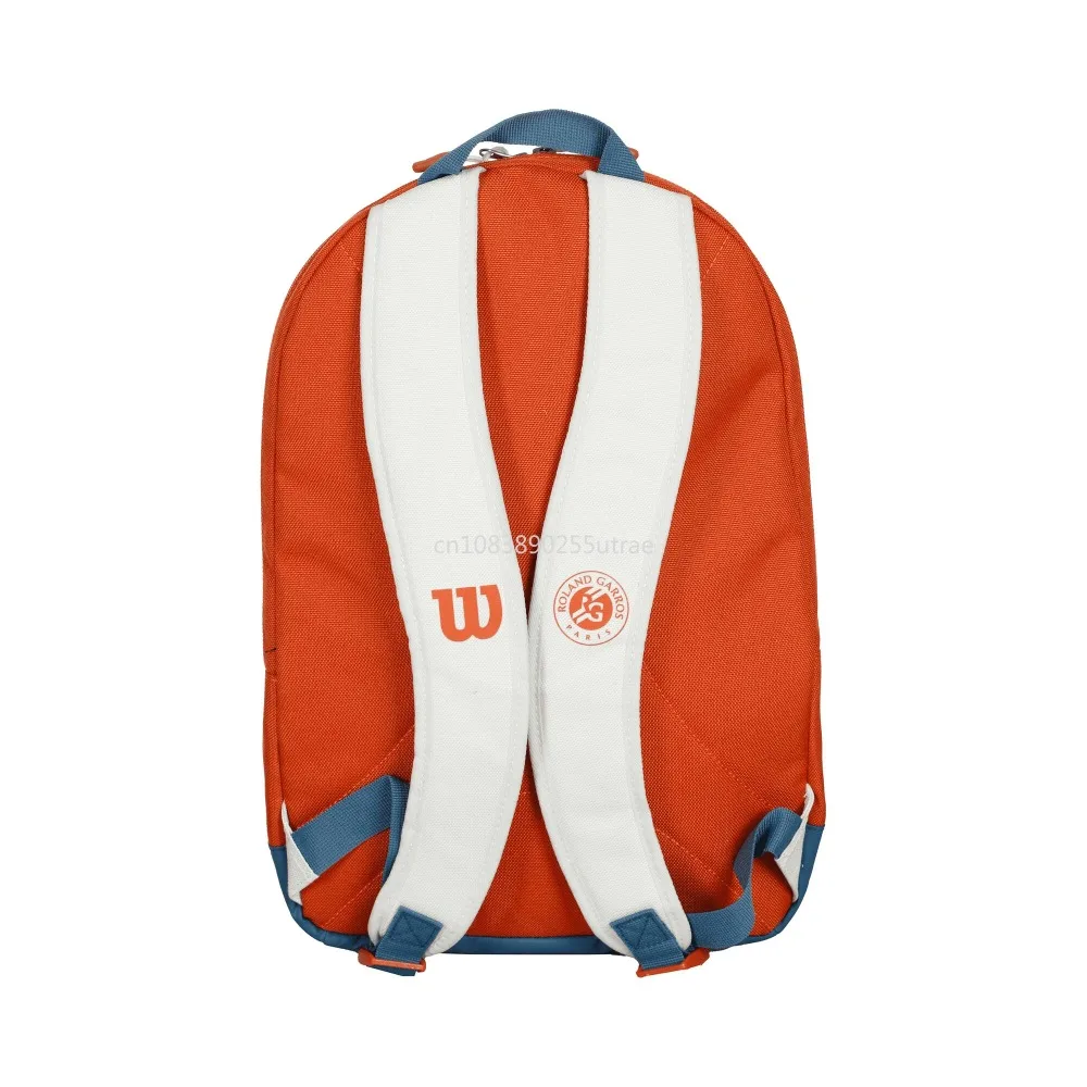 Wilson 2024 Team Roland Garros Rucksack French Open Kinderstil Große Kapazität Orange Blau Grau Doppelschulter-Tennistasche