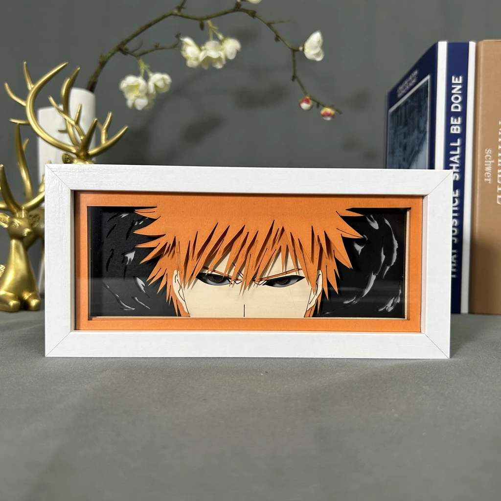 Caja de luz Led de Anime para decoración de dormitorio, caja de sombra de corte de papel, regalo de cumpleaños, lámpara de noche de cabecera, Ichigo