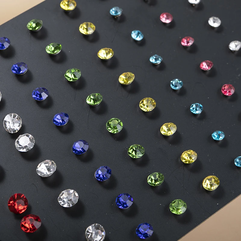 36pair/Set 4mm 5mm 6mm Colorful Rhinestone Stud Earrings For Women Girls Crystal Earrings Set Wedding Party Jewelry Gift