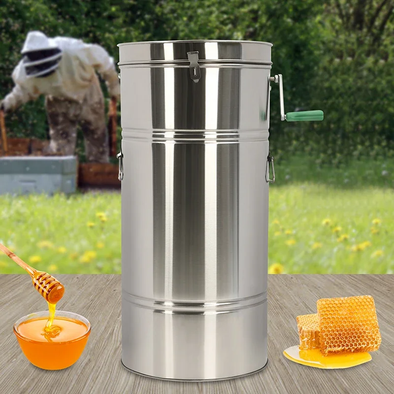2 Frame Manual Honey Extractor Stainless Steel Bee Extractor Honeycomb Spinner Crank Drum Pro Beekeeping Equipment